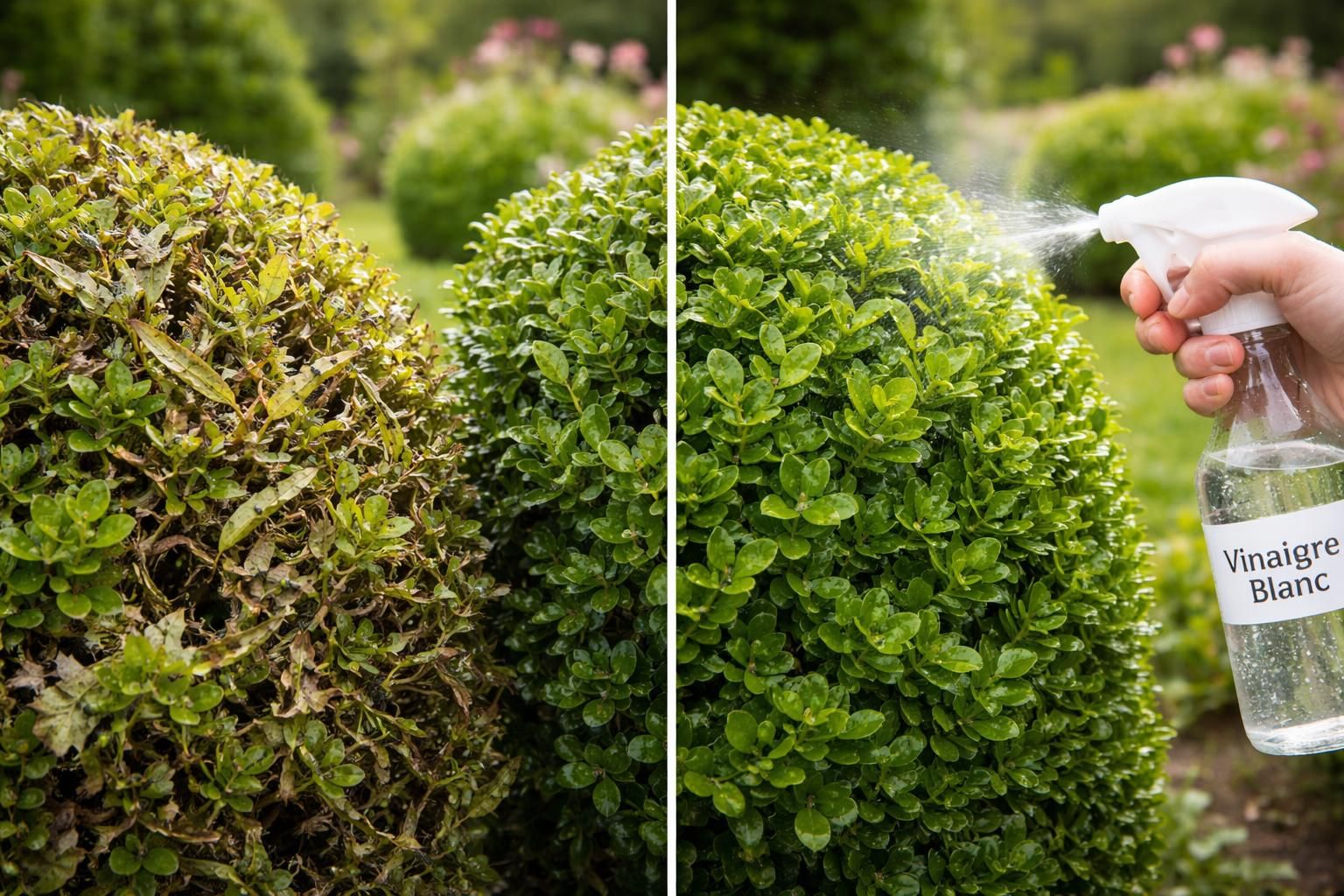 apprenez à reconnaître la pyrale du buis et découvrez comment un traitement naturel au vinaigre blanc peut protéger efficacement votre jardin.