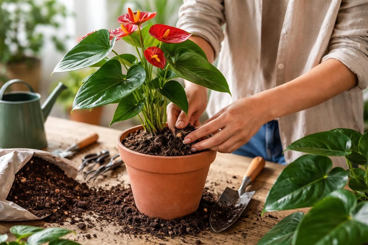 découvrez comment rempoter et prendre soin de votre anthurium pour une croissance saine et une floraison éclatante tout au long de l'année.