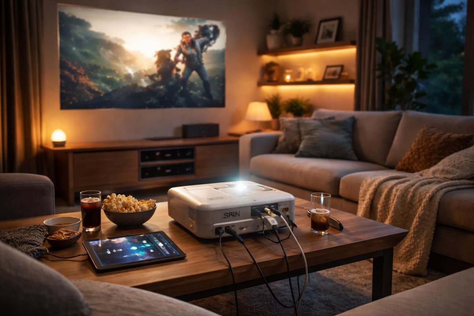 découvrez comment piloter facilement les lumières et les prises autour de votre vidéoprojecteur epson pour une soirée cinéma parfaite grâce à une scène d'éclairage personnalisée.